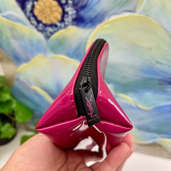 Yves Saint Laurent Beauty Fuchsia Patent Cosmetic Bag With Top Zip Closure - Picture 5 of 11